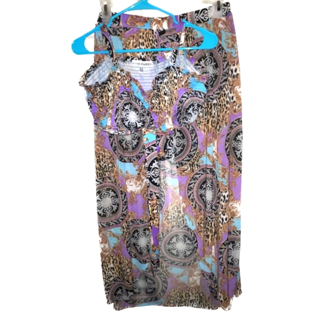 Plus Size Smocked Crop Top and Maxi Skirt Set